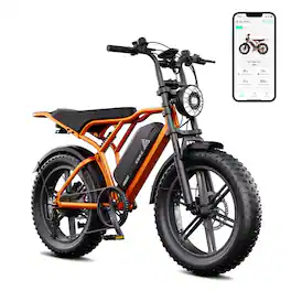 TST GRP - 20" Peak 1500W Full Suspension Moped-style Electric Bike, 48V/15Ah - Orange