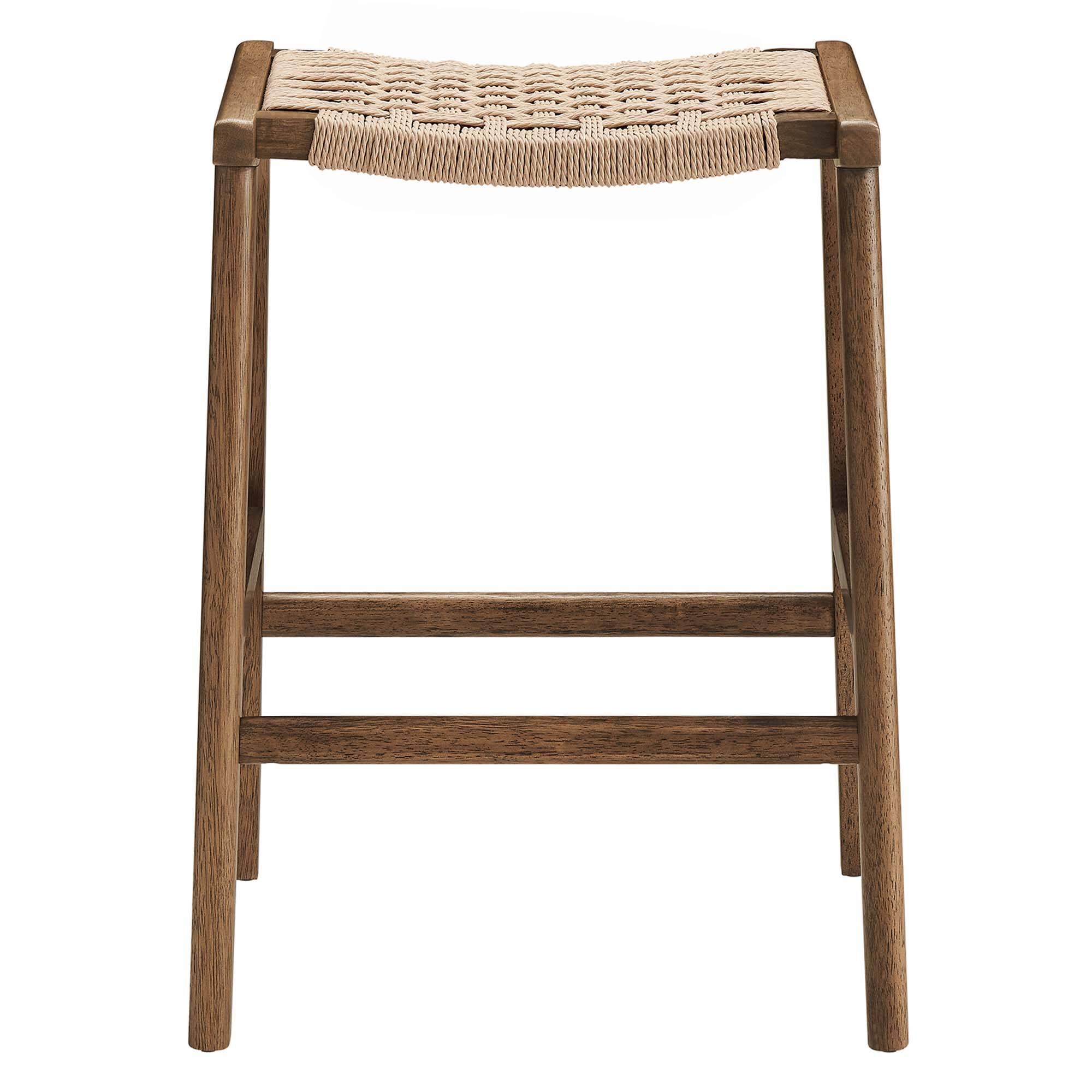 Alt View 2. Modway - Saoirse Woven Rope Wood Counter Stool Set of 2 by Modway - 0.