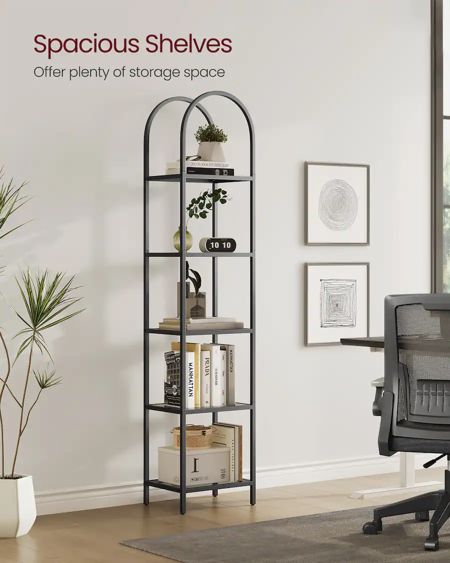 Cube Ac Unit Songmics Home 5 Tier Shelf, Tempered Glass Shelving Unit, Arched Design ...