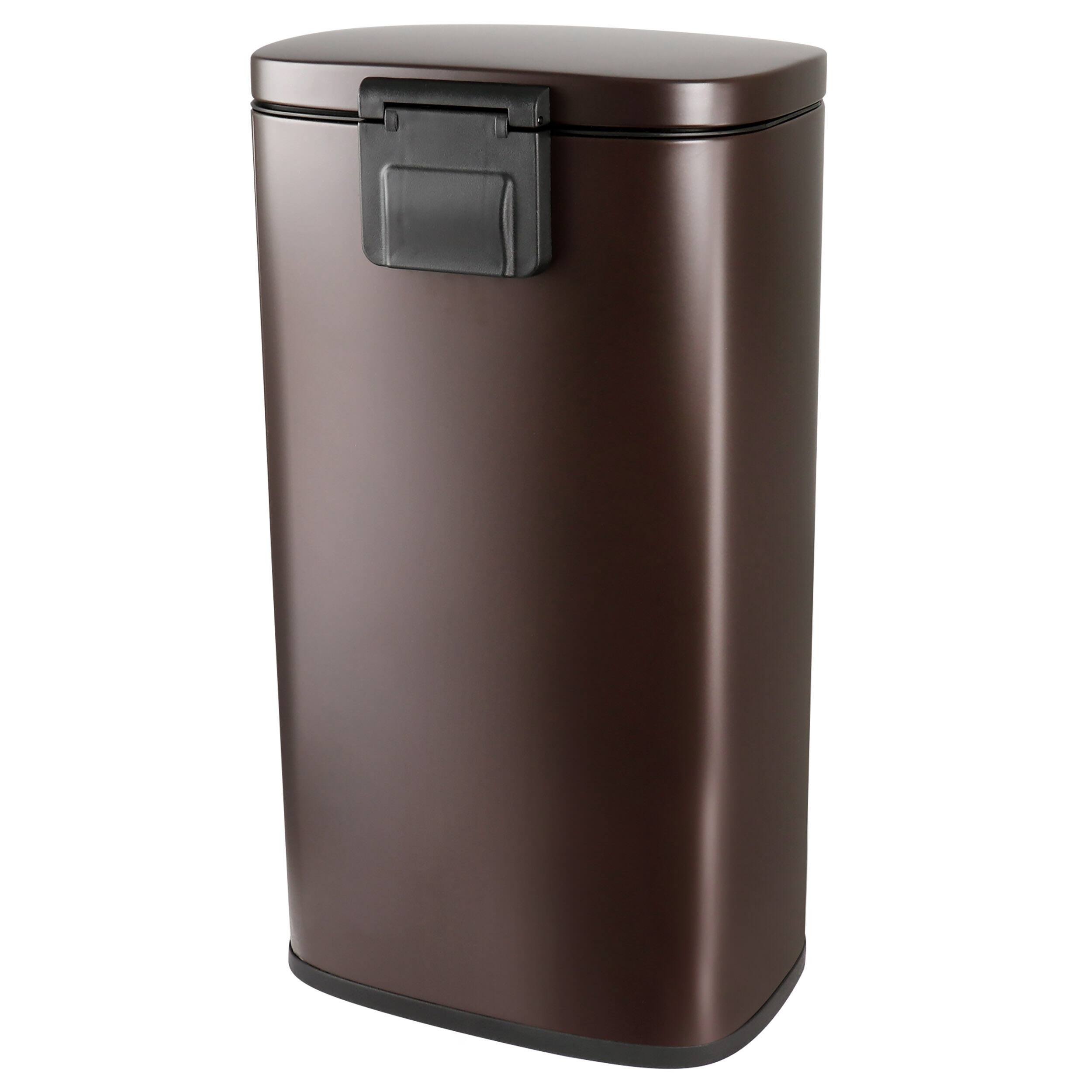 Alt View 3. Elama - Elama 3 Piece 8 Gallon and 1.3 Gallon Stainless Steel Step Trash Bin Combo Set with Slow Close Mechanism in Matte Bronze - Bronze.