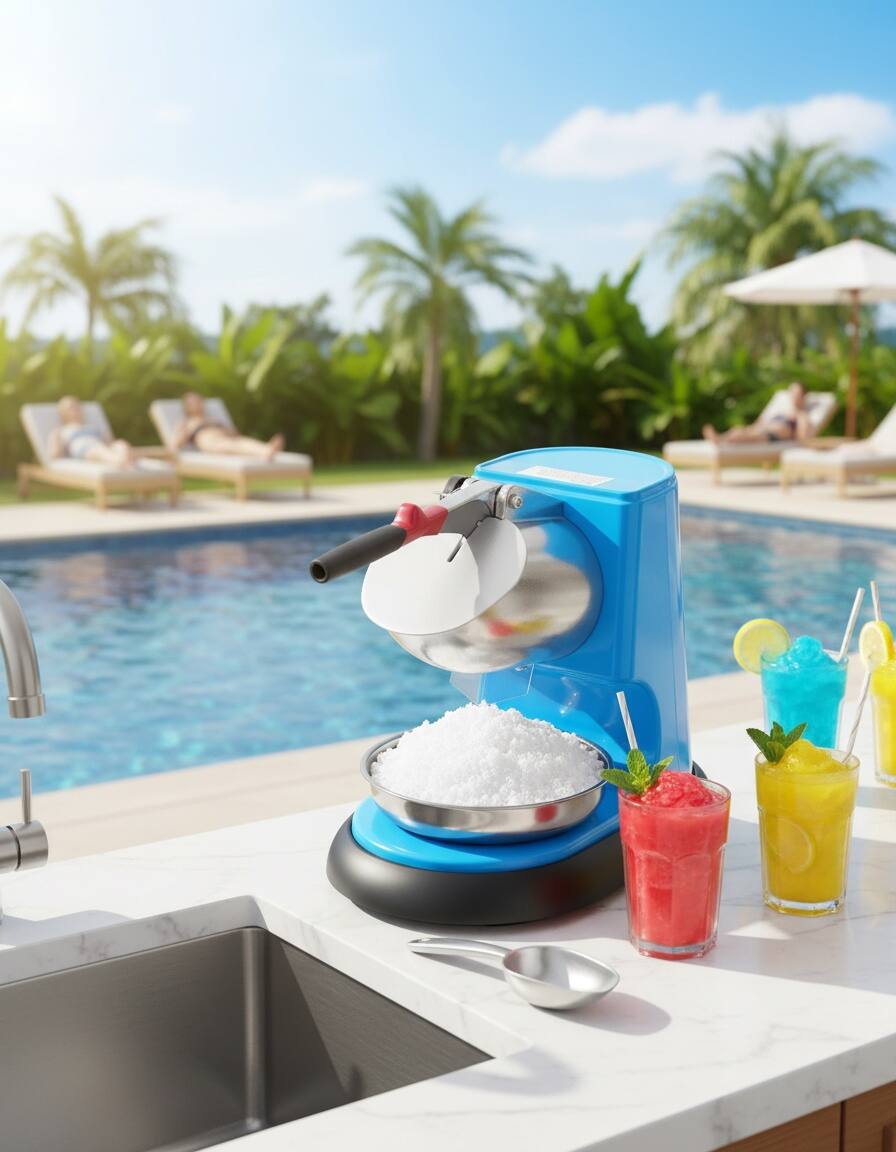 Angle. Forest'nSky - Electric Ice Crusher - 220 lb/hr, 4-Blade Shaved Ice/Snow Cone Maker, 300W Stainless Steel, Bowl & Cover, Blue - Blue.