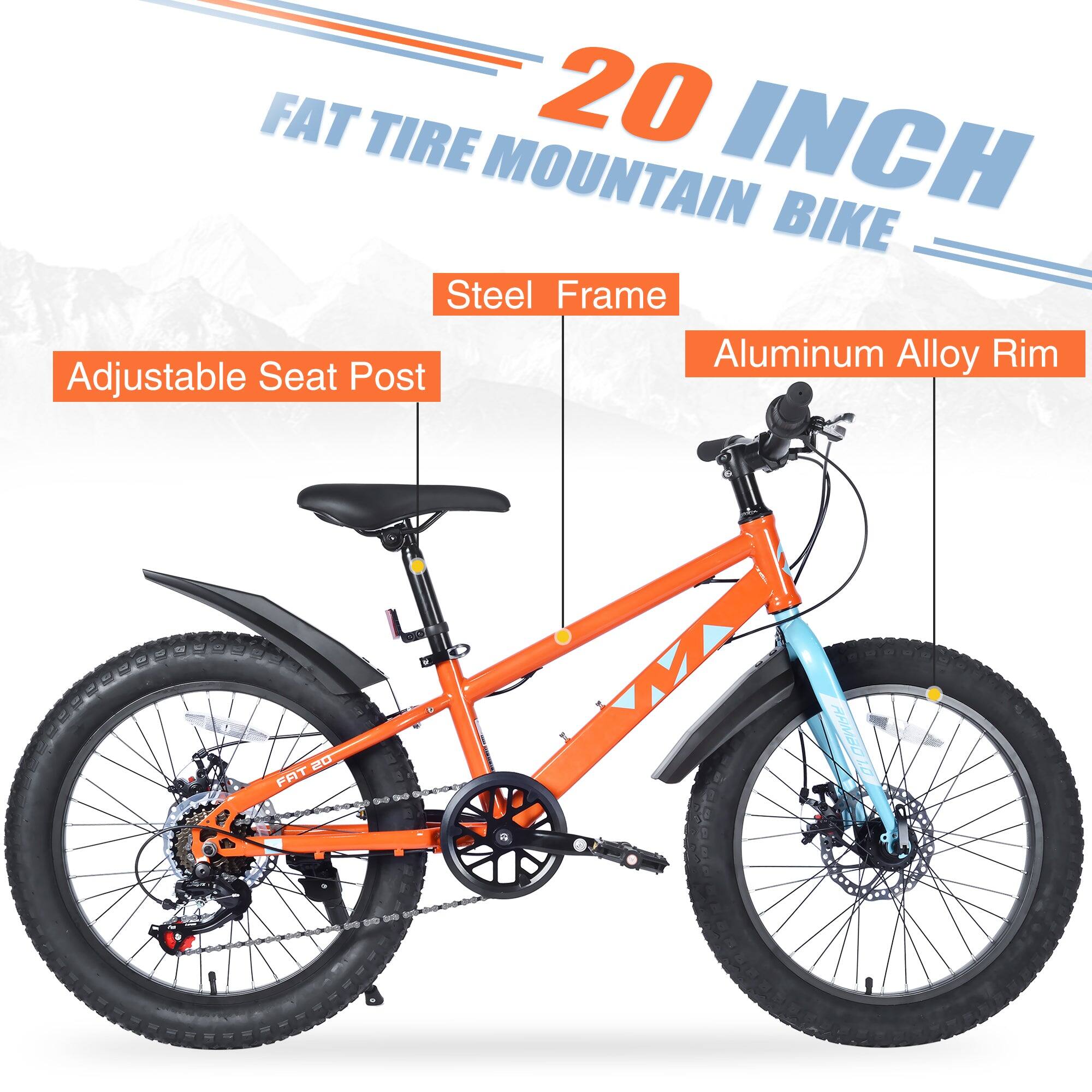 FAT TIRE 20 INCH MOUNTAIN BIKE  
Steel Frame  
Aluminum Alloy Rim  
Adjustable Seat Post