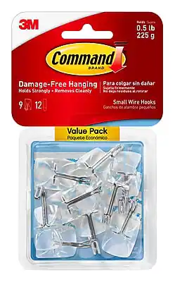 3M Command Brand
Damage-Free Hanging
Holds Strongly • Removes Cleanly
Para colgar sin dañar
Sujeta firmemente • No deja residuos al retirar
Small Wire Hooks
Ganchos de alambre pequeños
0.5 lb
225 g
9 + 12
Pack
Paquete Económico
Value Pack