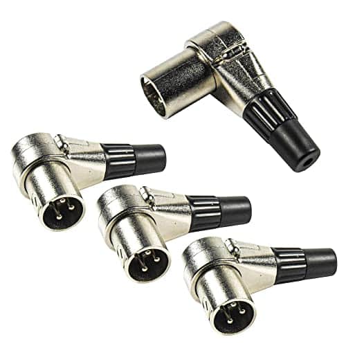 HQRP - 4-Pack 3-Pin XLR Adjustable Right-Angle Male Connectors - 7-Position Mic Audio Cable Plug - Black