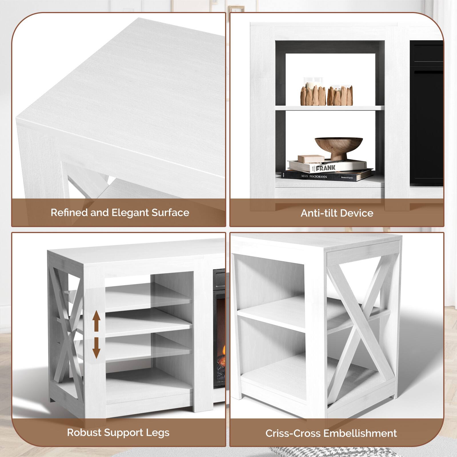 - FRANK
- CC
- Refined and Elegant Surface
- Anti-tilt Device
- Robust Support Legs
- Criss-Cross Embellishment