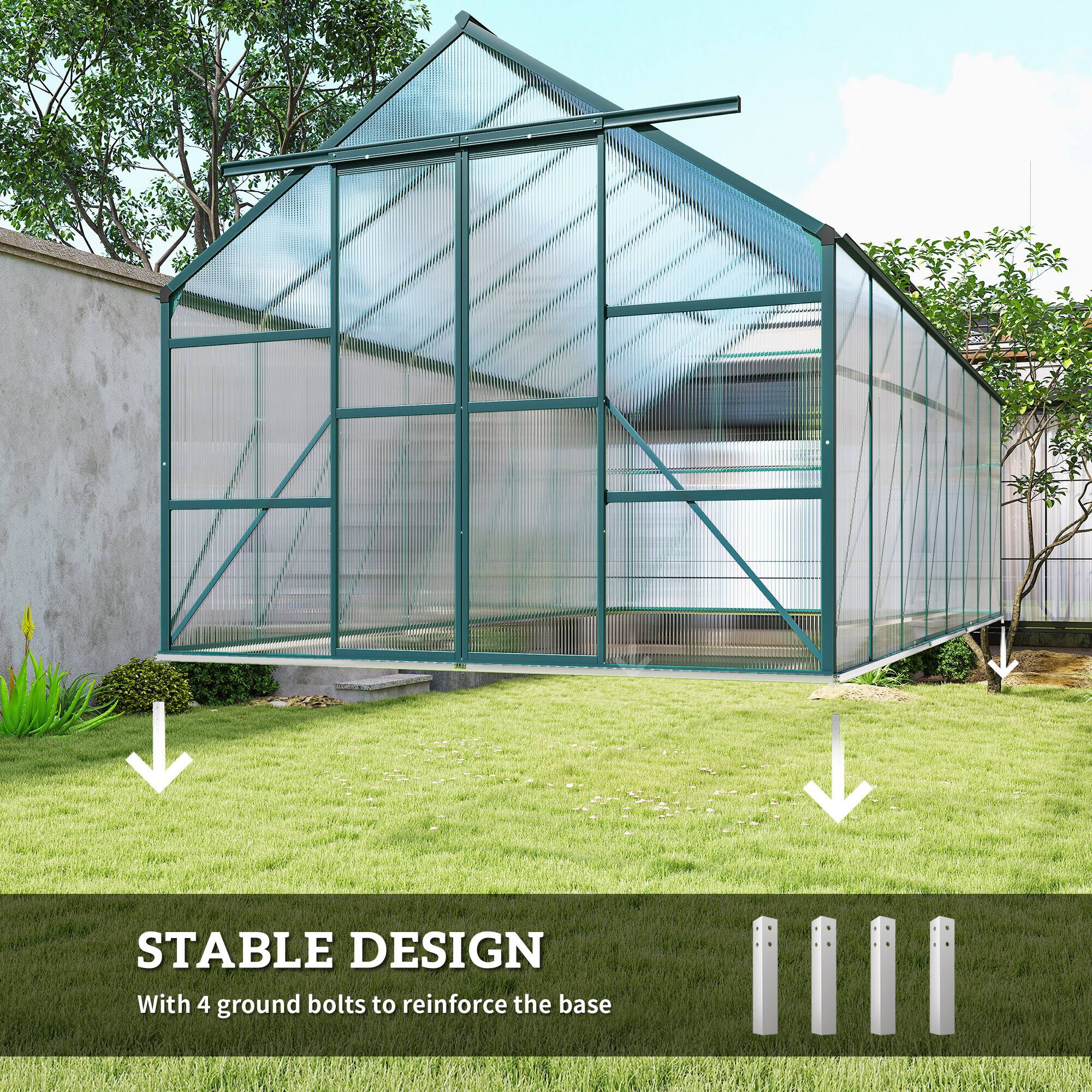 STABLE DESIGN  
With 4 ground bolts to reinforce the base