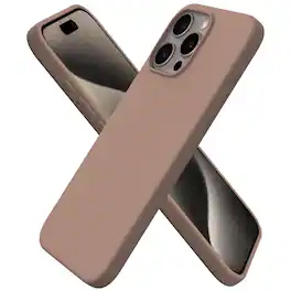 Ornarto - Compatible with iPhone 15 Pro Max Case 6.7", Slim Liquid Silicone Full Covered Protective Cover - Light Brown