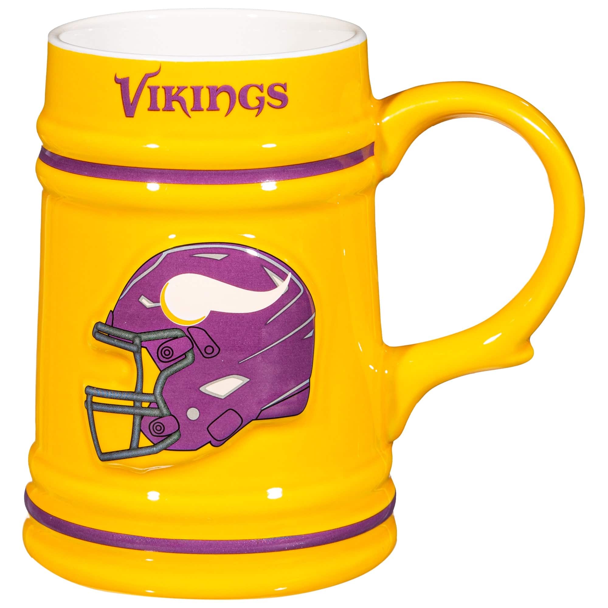 Front. Evergreen Enterprises - Minnesota Vikings 24oz. Ceramic Stein Cup with Gift Box - Multicolor.
