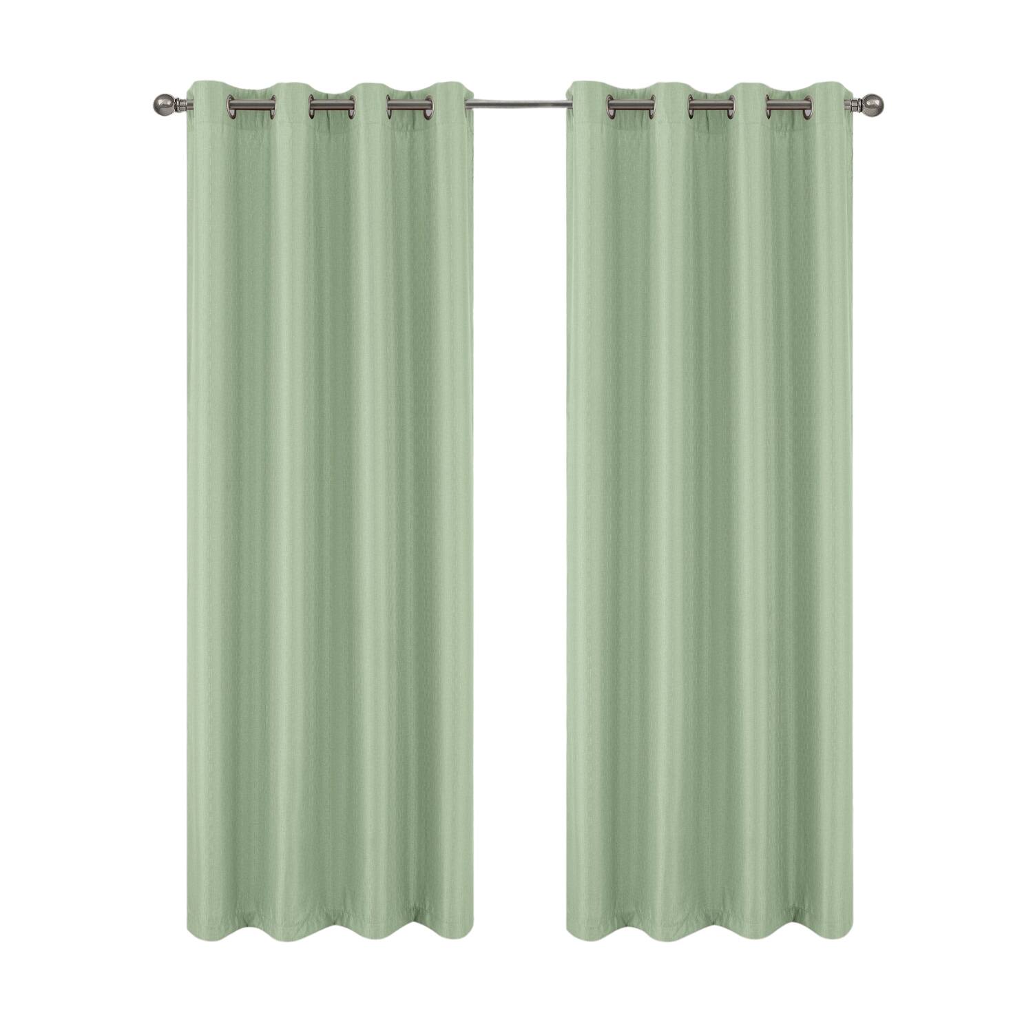 Front. RT Designers Collection - RT Designers Collection 100% Polyester 140 GSM Sedona Jacquard Grommet Curtain Panel 54" x 90" Sage - Sage.