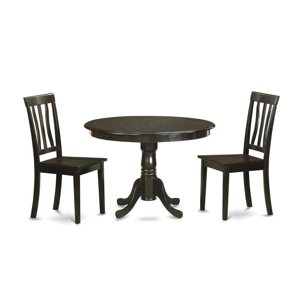 East West Furniture - 3 PC small Kitchen Table set-small Kitchen Table set and 2 dinette Chairs - Cappuccino price history on PriceWatchPro