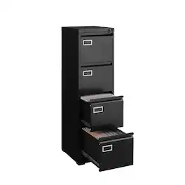 HTUTWOO - 4 Drawer Vertical File Cabinet with Lock - Metal Filing Cabinet for Home Office Organizer Storage, Letter/A4/Legal - Black