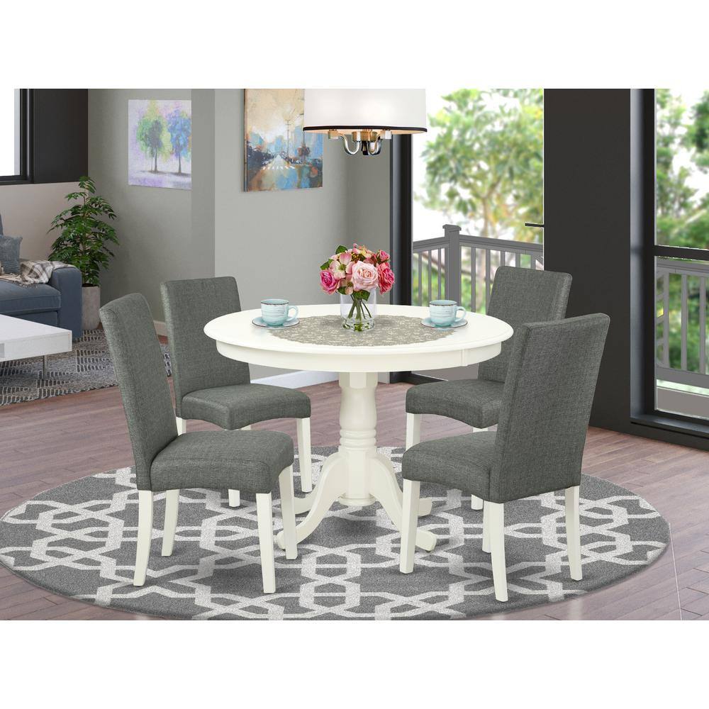 Left. East West Furniture - Dining Room Set Linen White - Brown.