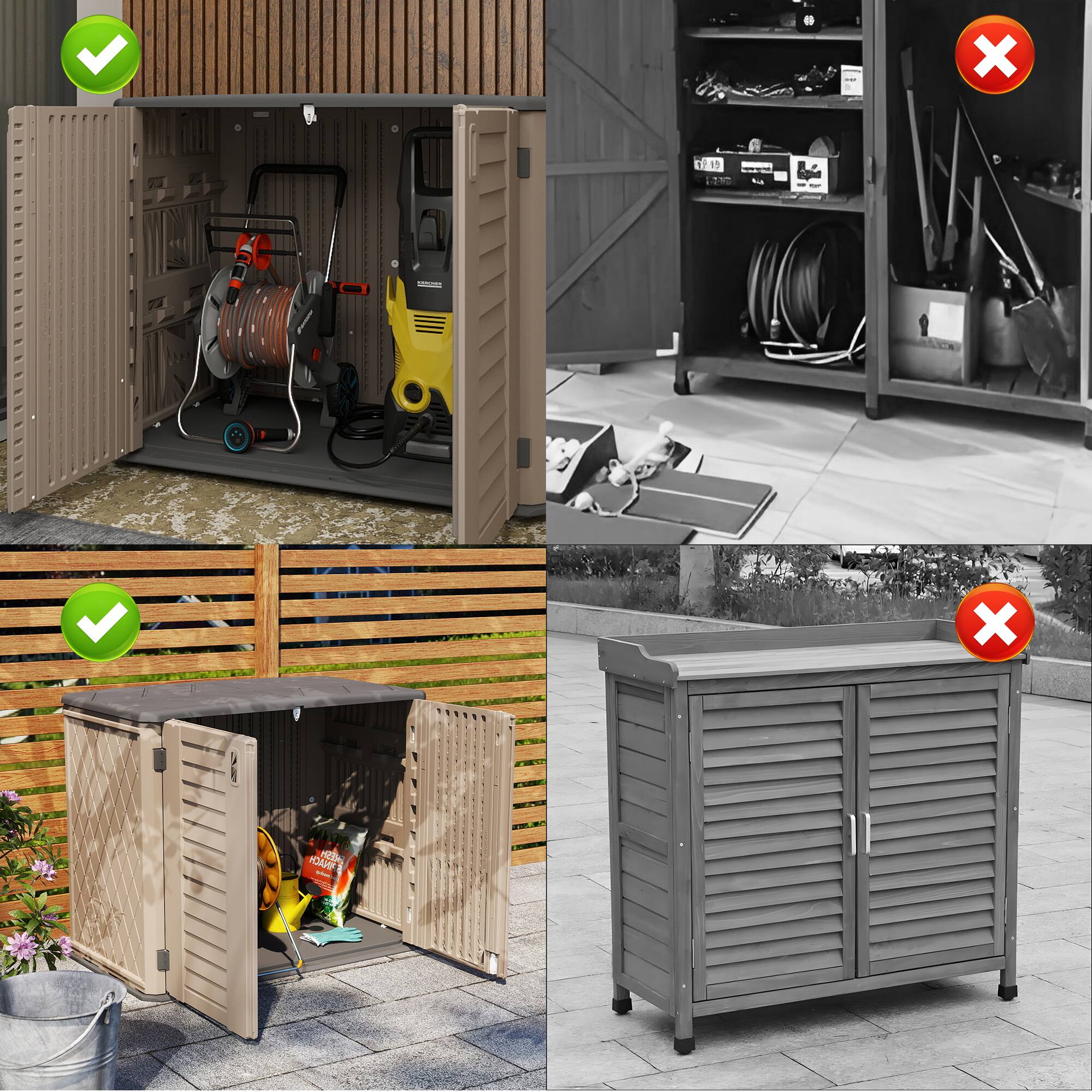 Alt View 1. Yardgrace - 35 cu.ft. Waterproof Horizontal Storage Shed, Multi-Opening Deck Box for Bike, Garbage Cans Lawn Mower, for Garden Patio - brown.