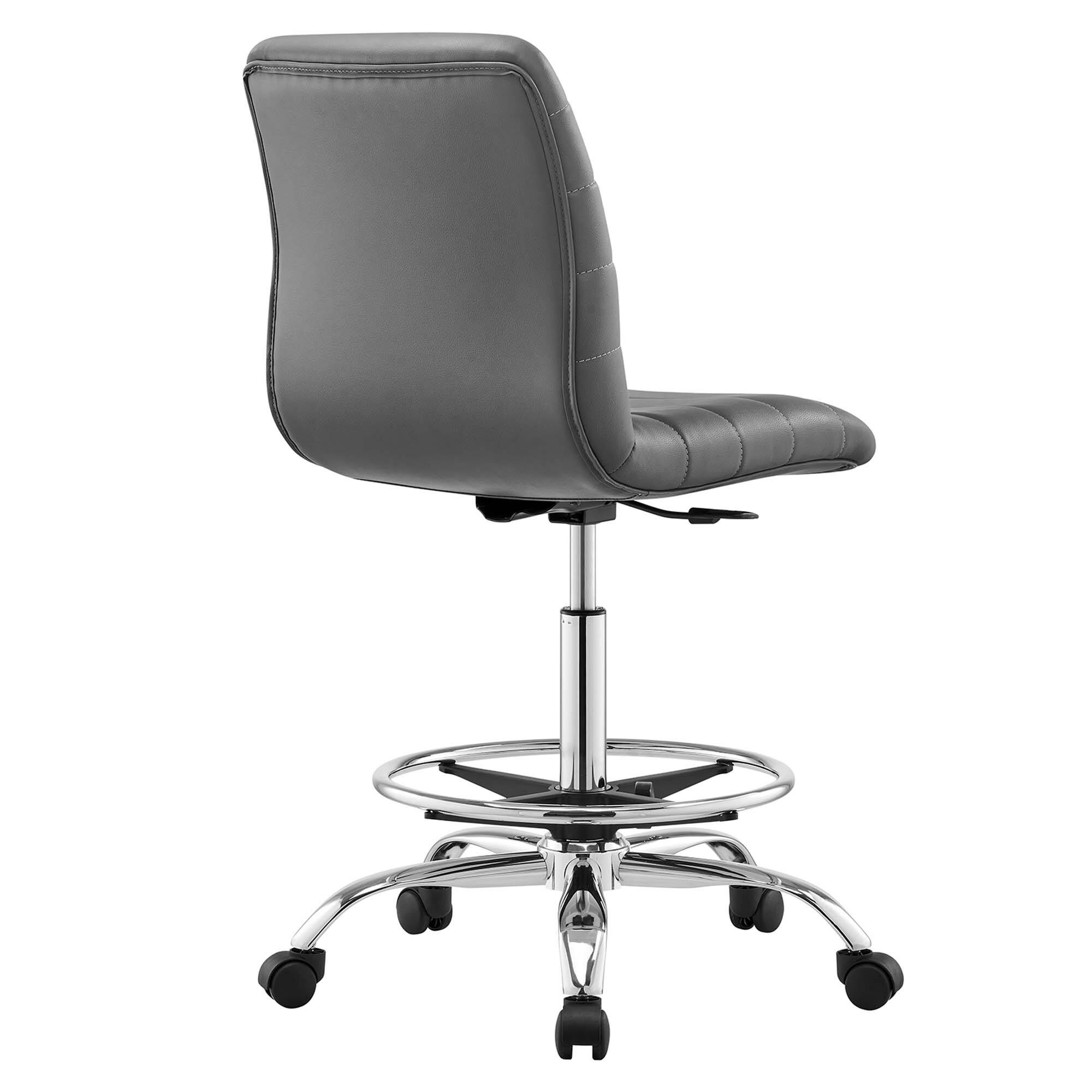 Alt View 2. Modway - Ripple Armless Vegan Leather Drafting Chair by Modway - Silver Gray.