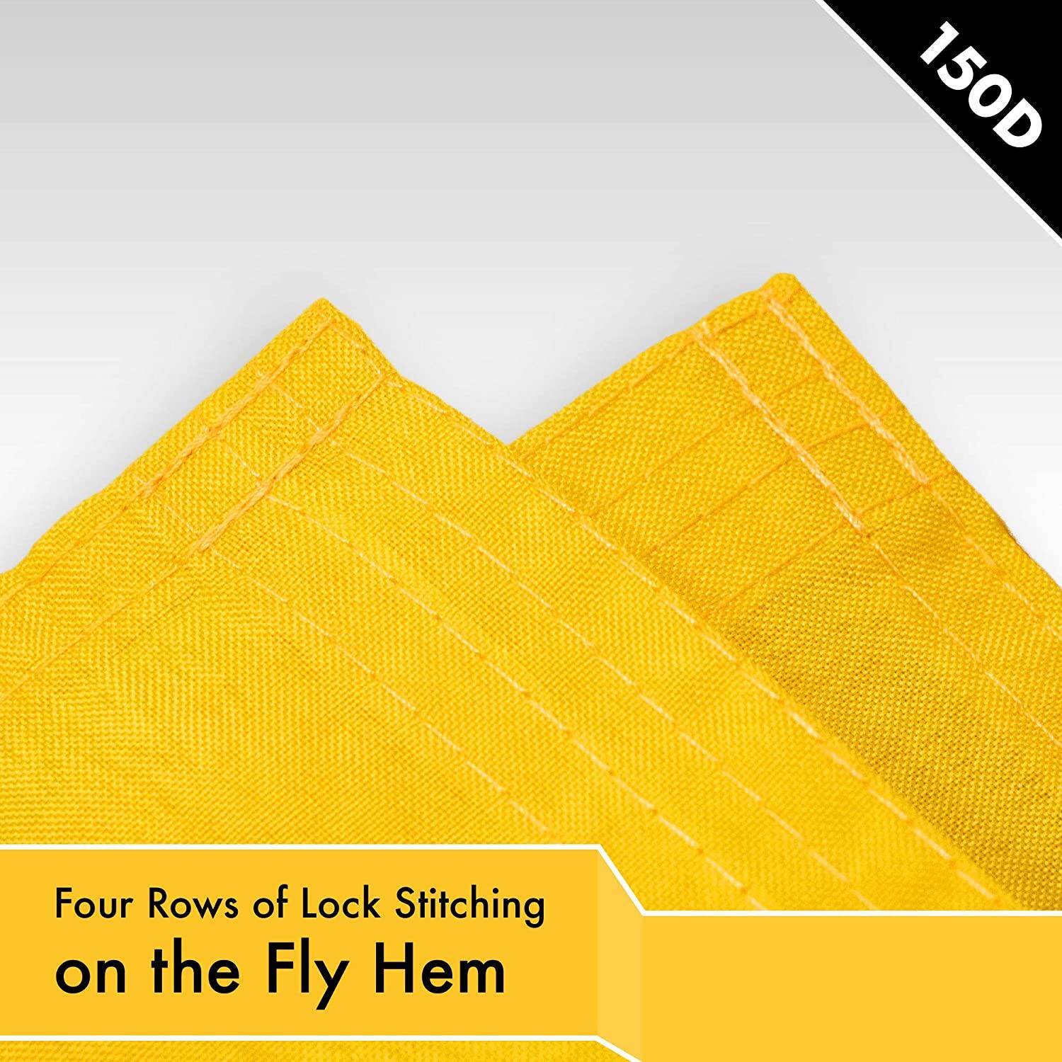 150D  
Four Rows of Lock Stitching on the Fly Hem