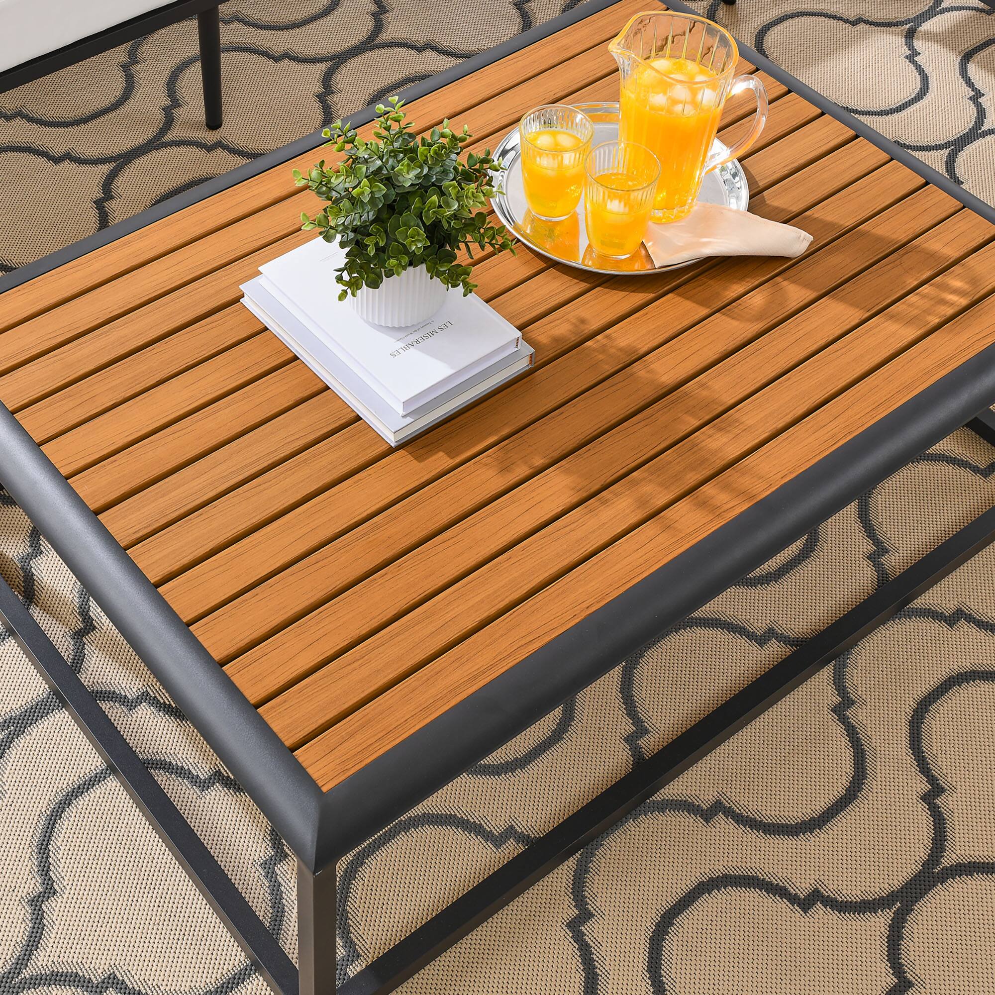 Left. Modway - Stance Outdoor Patio Aluminum Coffee Table by Modway - Gray Natural.