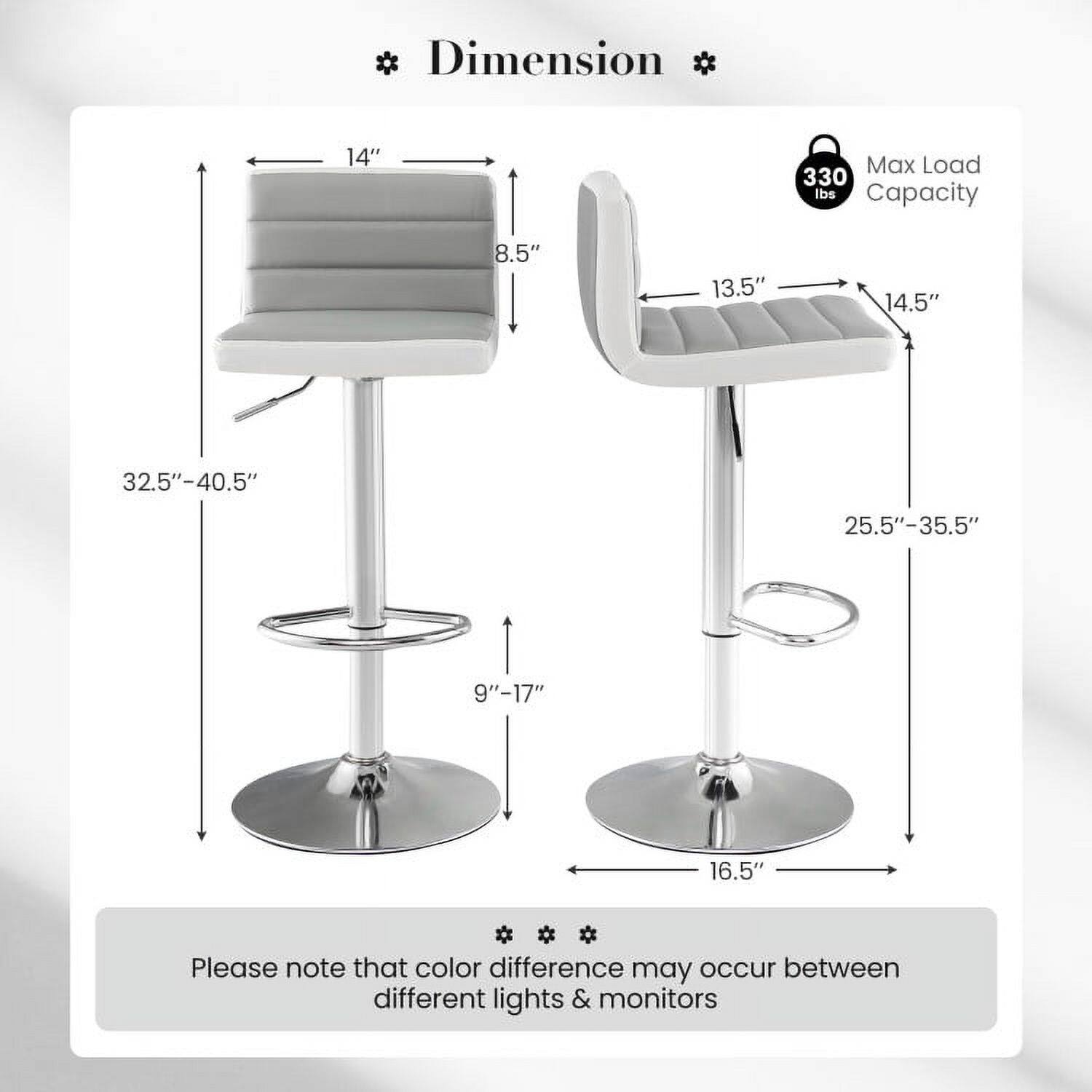 * Dimension *
- 14" (Width)
- 8.5" (Depth)
- 32.5"-40.5" (Height Adjustable)
- 9"-17" (Seat Height Adjustable)
- 13.5" (Seat Width)
- 14.5" (Seat Depth)
- 25.5"-35.5" (Height Adjustable)
- 16.5" (Base Diameter)

Max Load Capacity: 330 lbs

Please note that color difference may occur between different lights & monitors