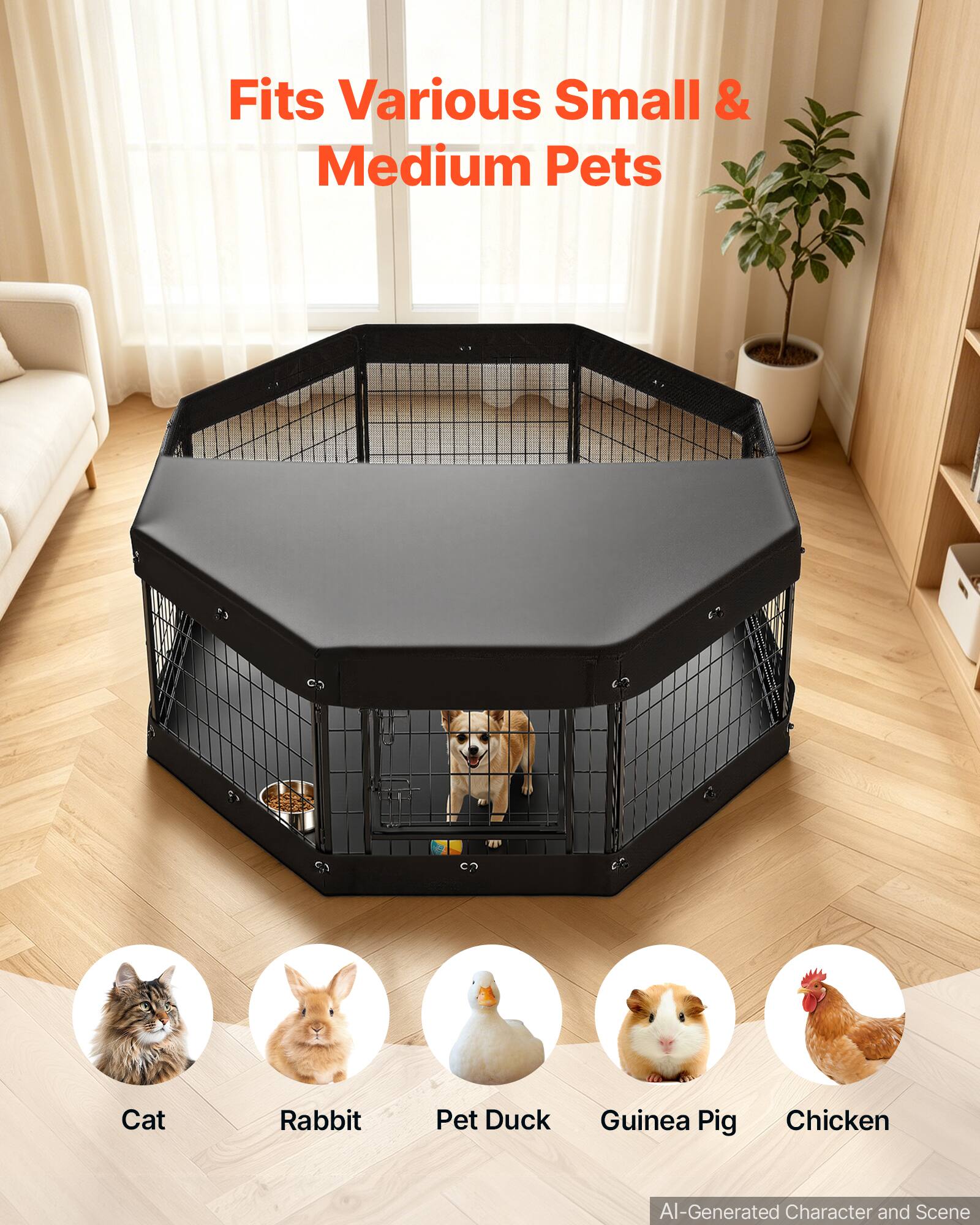 Fits Various Small & Medium Pets

Cat
Rabbit
Pet Duck
Guinea Pig
Chicken

AI-Generated Character and Scene