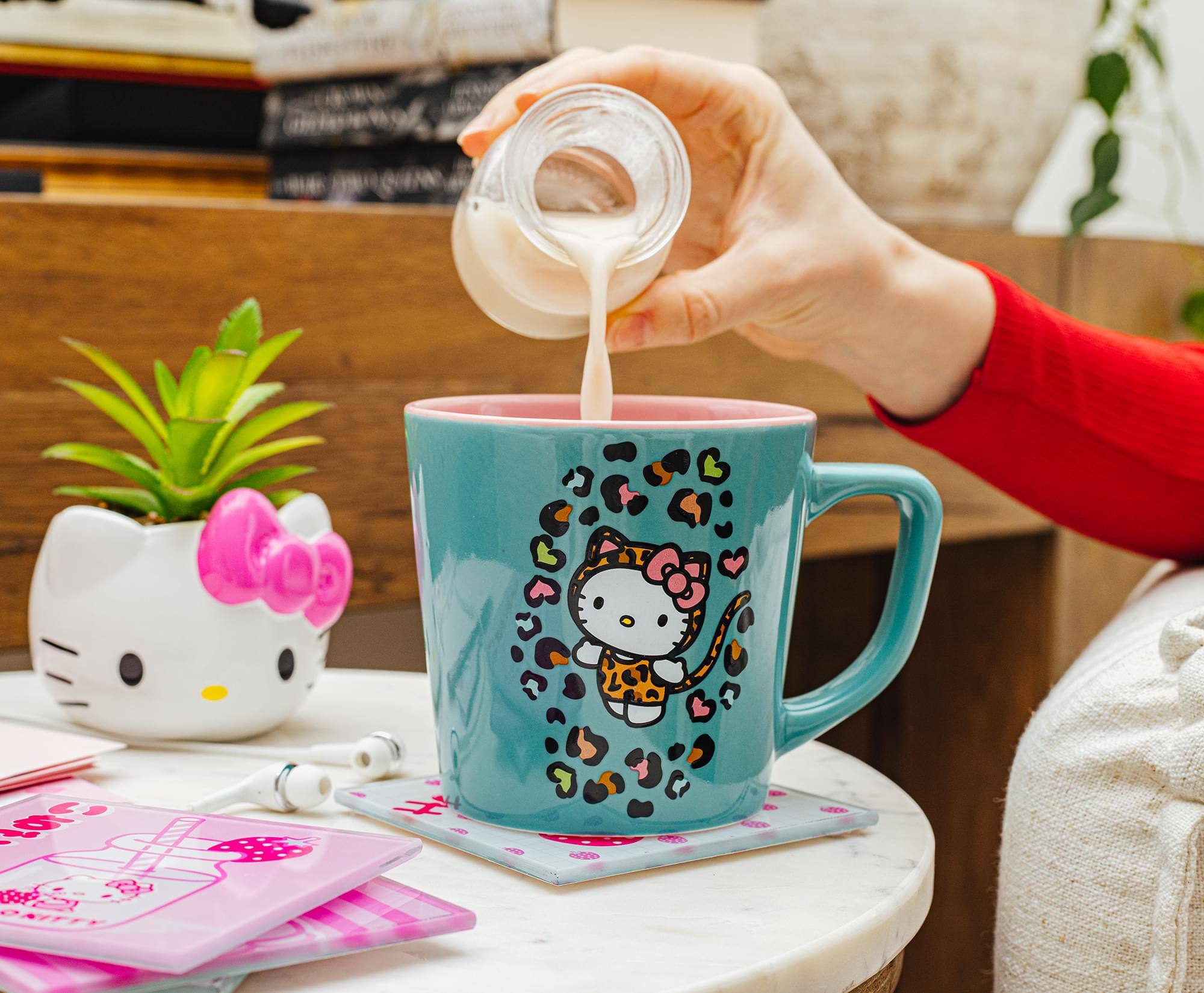Alt View 2. Silver Buffalo - Sanrio Hello Kitty Jungle Leopard Ceramic Latte Mug | Holds 17 Ounces - Green.