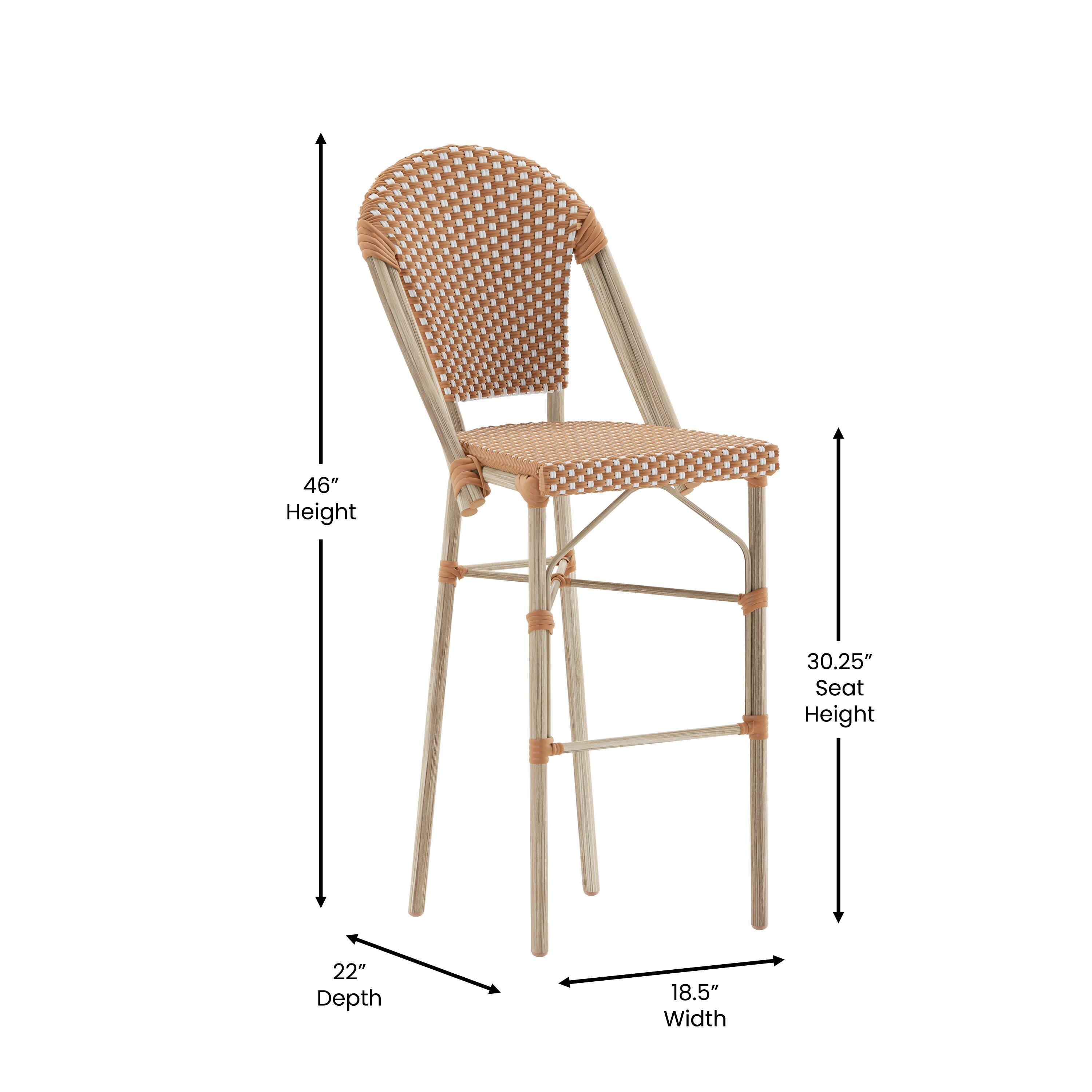 46" Height  
30.25" Seat Height  
22" Depth  
18.5" Width