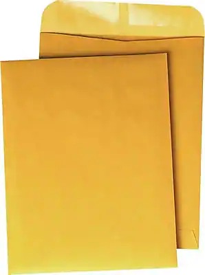 Front. Quality Park - Gummed Kraft Open-End Catalog Envelopes, 6" x 9", 100/Bx - Brown.
