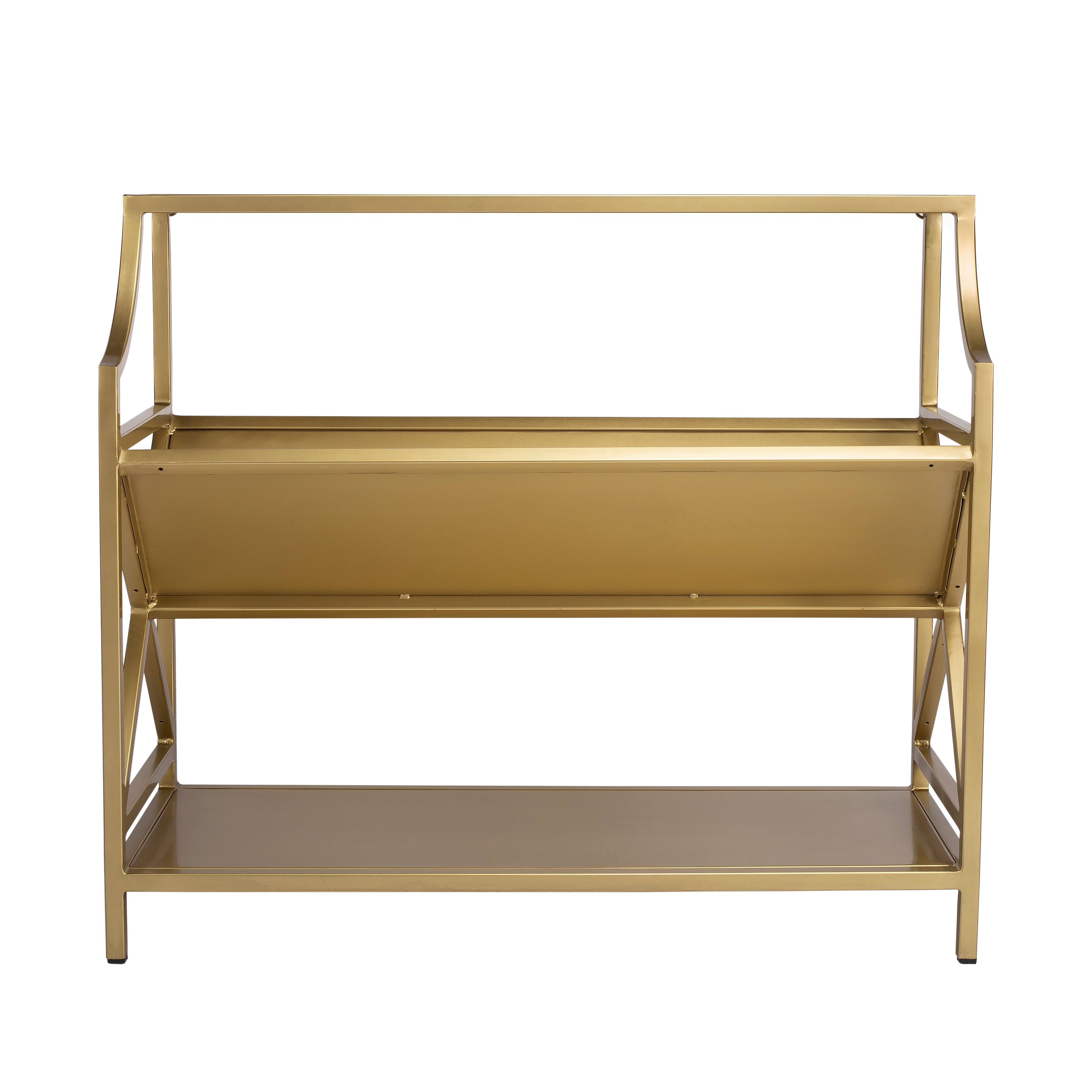 Alt View 1. Butler Specialty - Keats 36 in. W Rectangular Iron 2-Tier Library Bookcase - Gold.