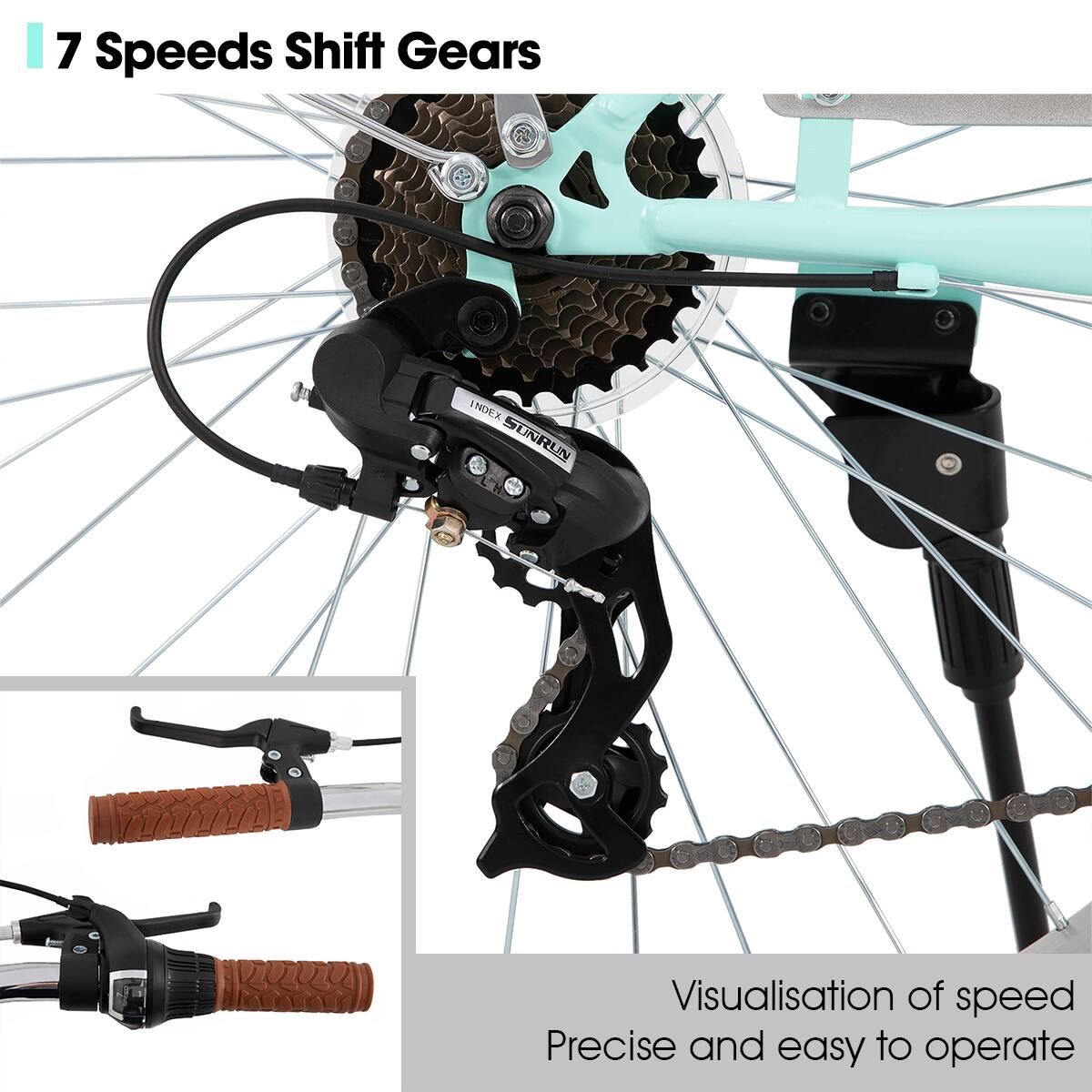 7 Speeds Shift Gears

Visualisation of speed
Precise and easy to operate