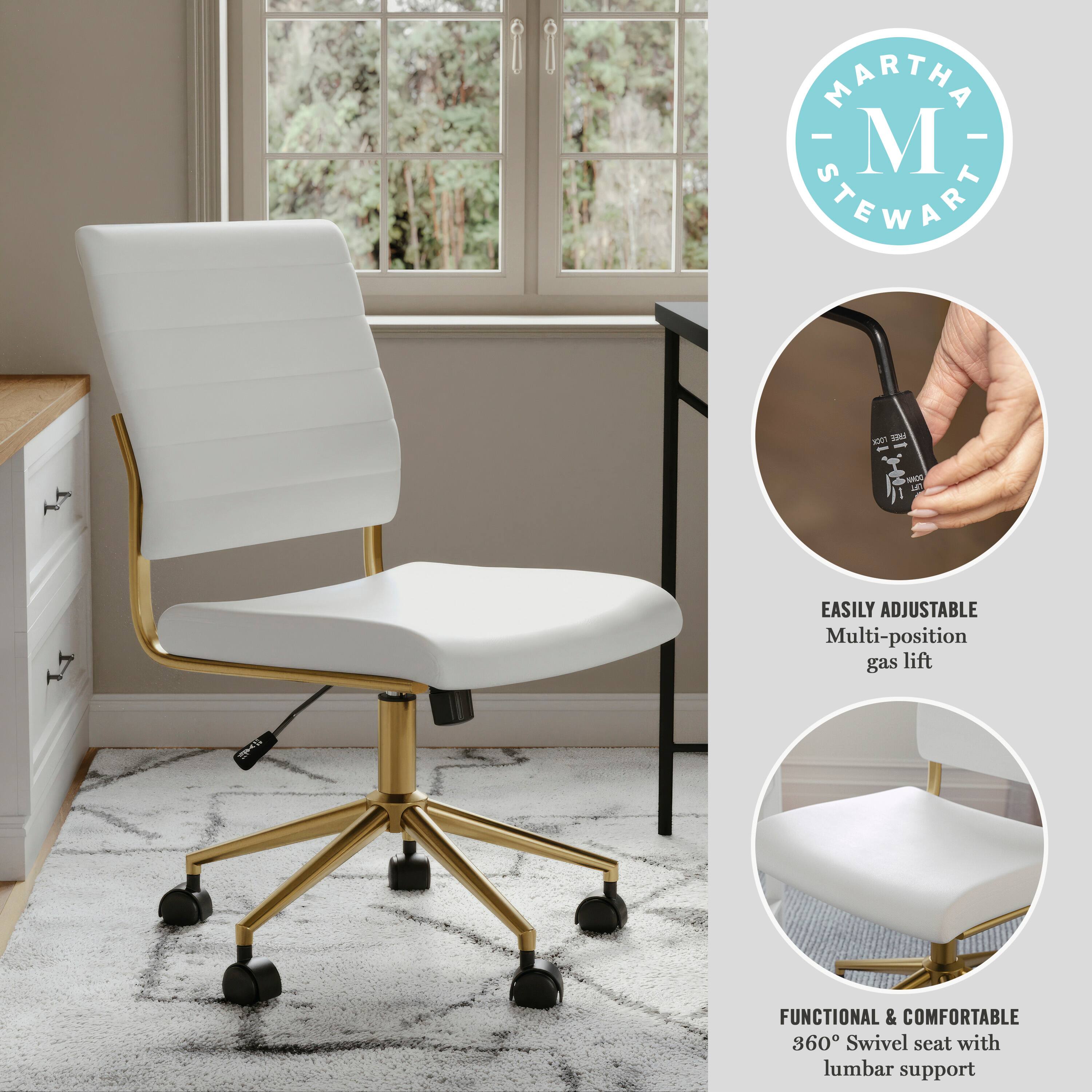 MARTHA STEWART M STEWART XX U - -NOTT MT EASILY ADJUSTABLE Multi-position gas lift FUNCTIONAL & COMFORTABLE 360 Swivel seat with lumbar support