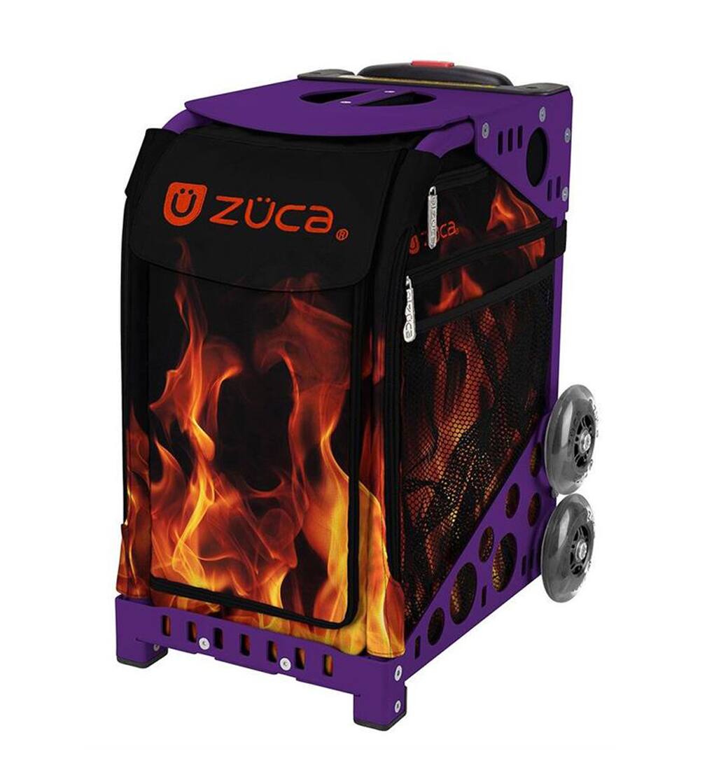 Angle. Zuca - Zuca Blaze Sport Insert Bag/Frame (Purple/Flashing Wheels) w/ Packing Pouches - Black.