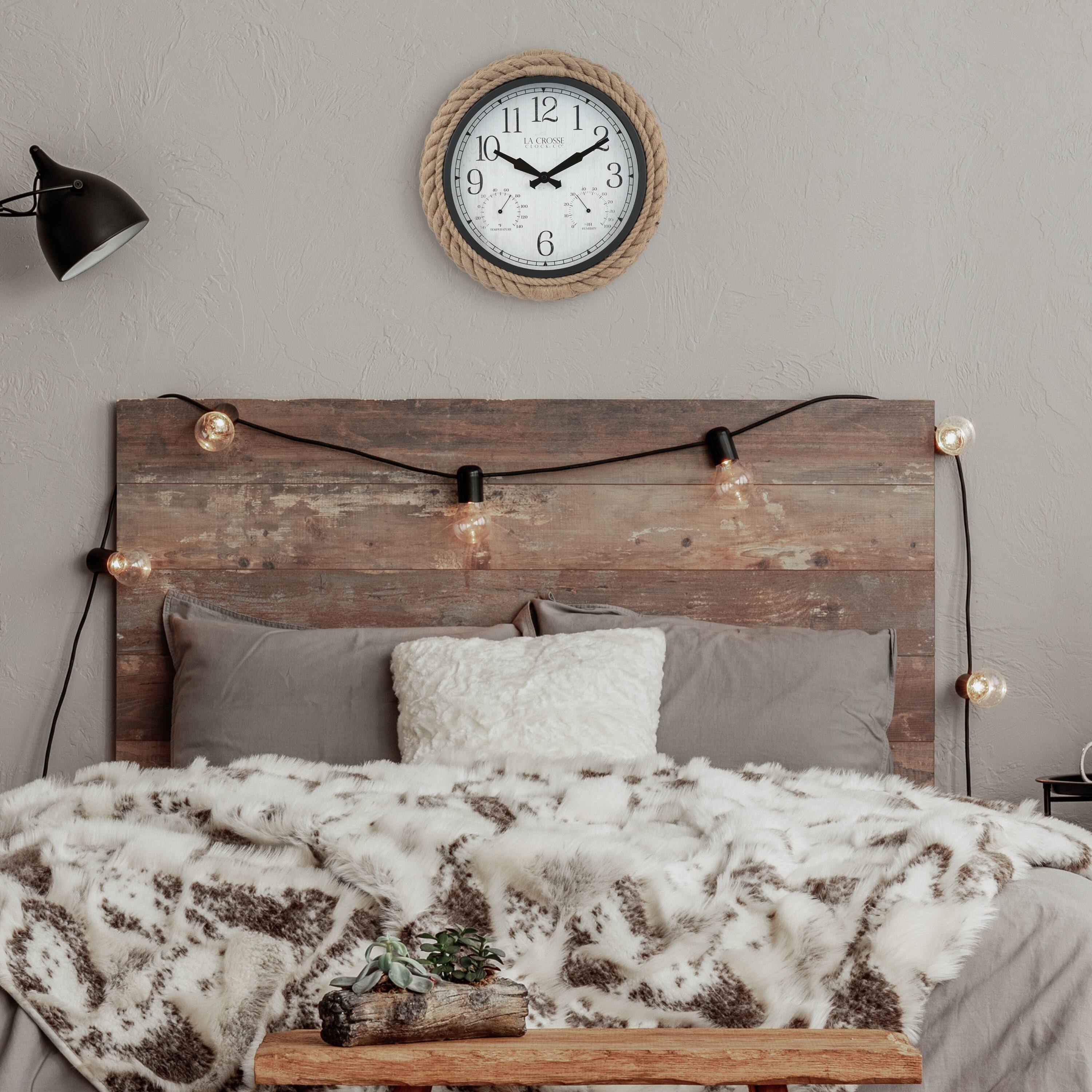 Alt View 1. La Crosse Clock Co. - 14 Inch Rowan Rope Indoor/Outdoor Analog Quartz Wall Clock - Brown.