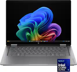 HP - OmniBook X Flip 2-in-1 - 14" 2K OLED Touchscreen Laptop - Intel Core Ultra 5 (2026) - 16GB Memory - 512GB SSD - Copilot+ - Meteor Silver