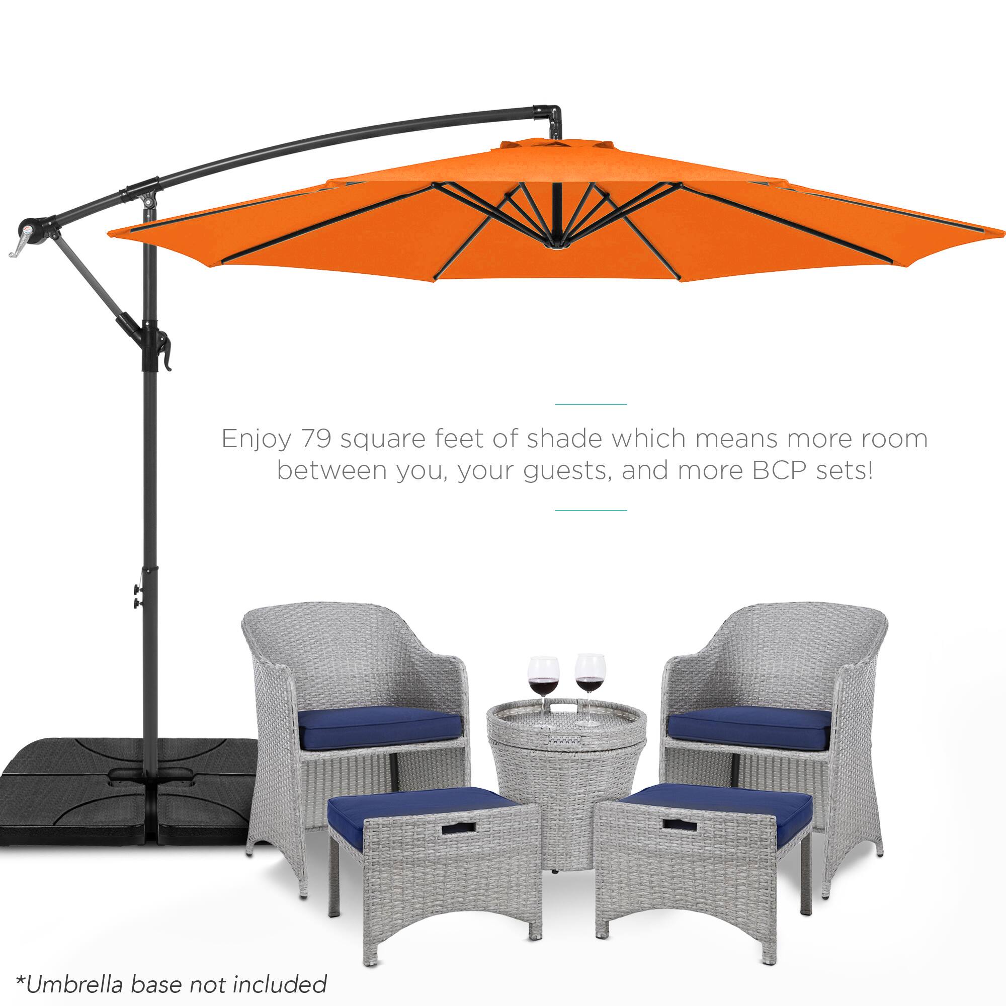 Enjoy 79 square feet of shade which means more room between you, your guests, and more BCP sets!

*Umbrella base not included