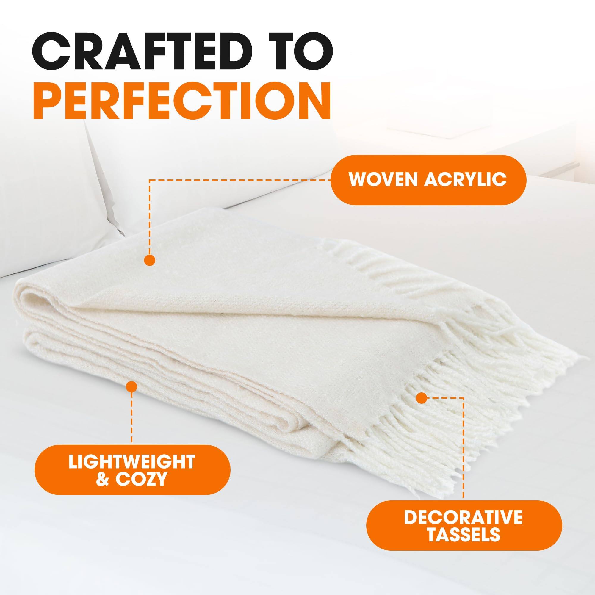 CRAFTED TO PERFECTION

WOVEN ACRYLIC

LIGHTWEIGHT & COZY

DECORATIVE TASSELS