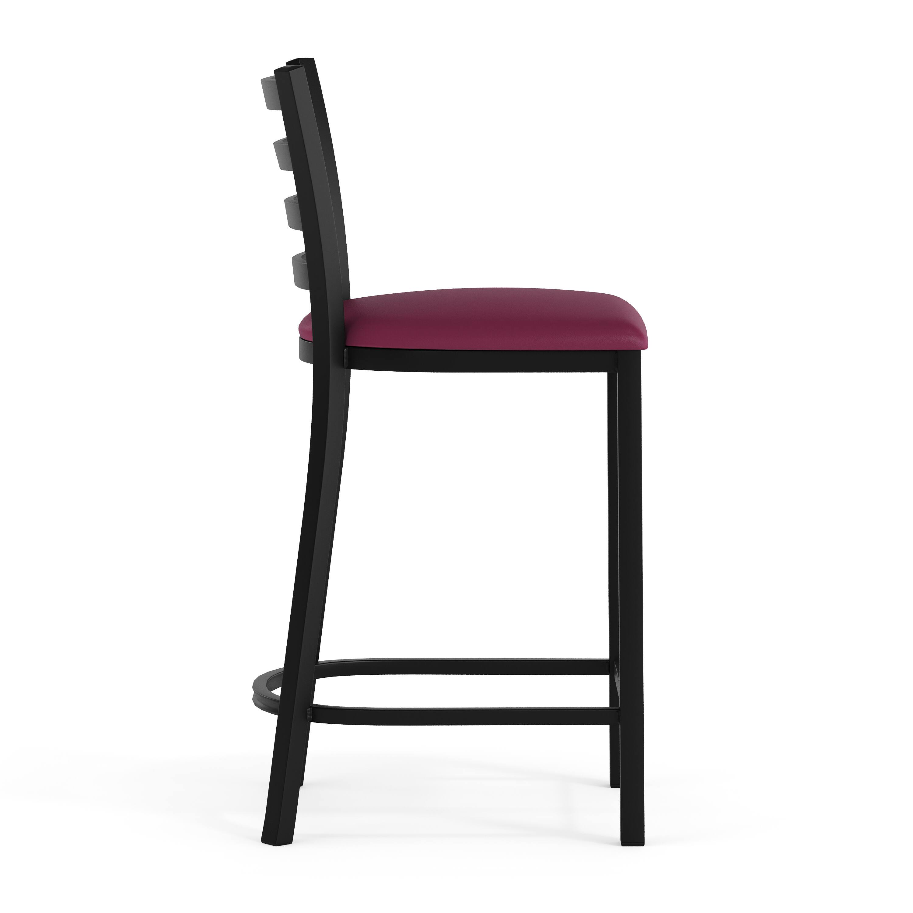 Alt View 9. Emma + Oliver - 2 Pack Ladder Back Metal Restaurant Counter Stool - Upholstered Seat - Burgundy Vinyl Seat/Black Metal Frame.