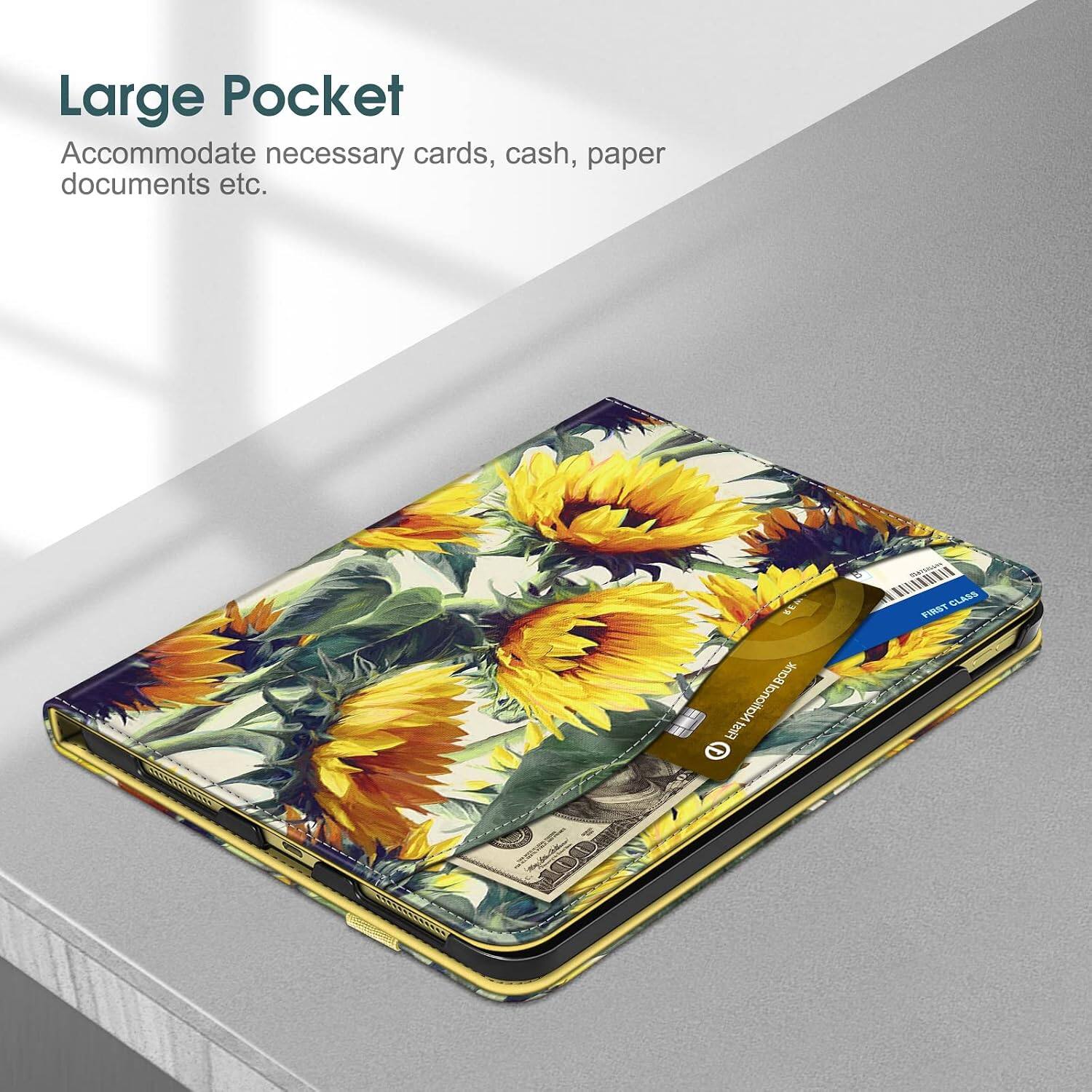 Large Pocket  
Accommodate necessary cards, cash, paper documents etc.  

Bank First National  
5  
2361345444 FIRST CLASS  
by Sany.Com