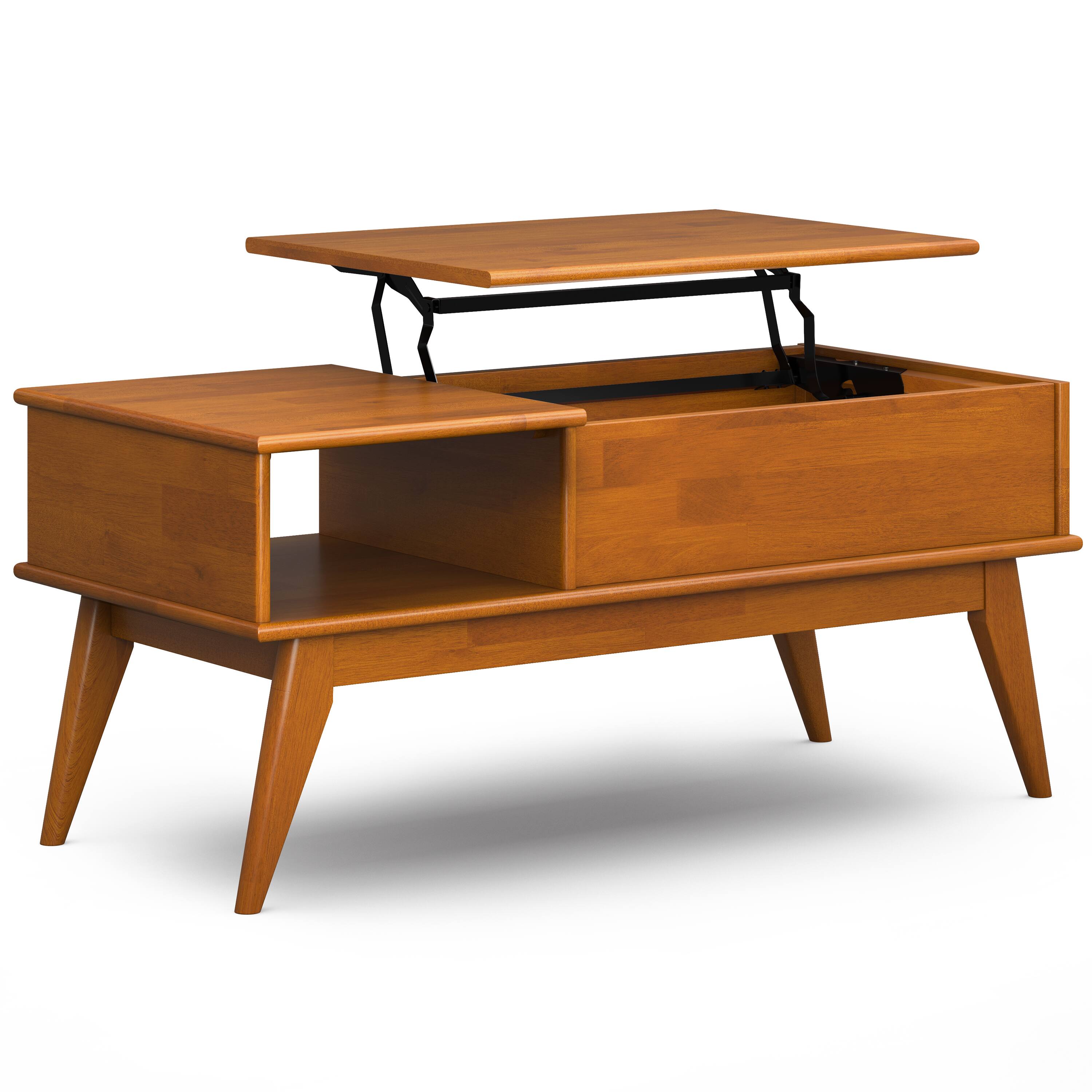 Left. Simpli Home - Draper 48 inch Coffee Table with 22 inch End Tables (Set of 3) - Teak Brown.