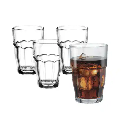 Front. Bormioli Rocco - Bormioli Rocco Rock Bar Cooler Stackable Beverage Glasses, Set of 4, 16.25 oz - Clear.