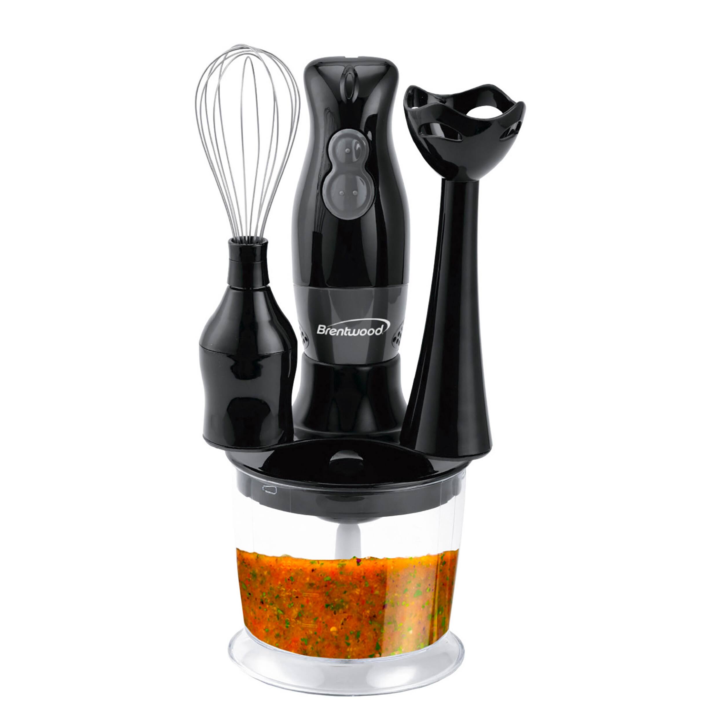 Front. Brentwood - Brentwood HB-38BK 2 Speed Hand Blender with Balloon Whisk in Black - Black.