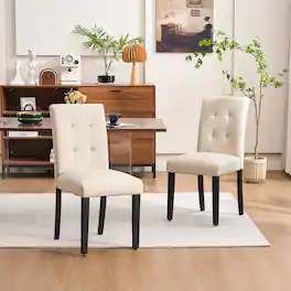 Nest - FERPIT Faux Leather Tufted Upholstered Dining Chairs Set of 2 - Beige