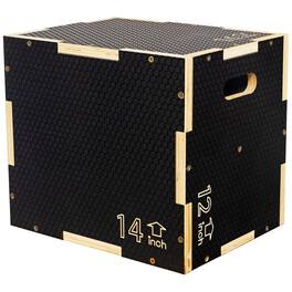 Fitvids - 16" x 14" x 12" Wooden Plyometric Box Non-Slip Jump Platform - Black