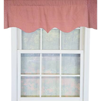 Front. RLF Home - RLF Home 100% Cotton Gingham Regal With Poly/Cotton Ivory lining Rod Pocket Valance 50" x 16" Red - Red.