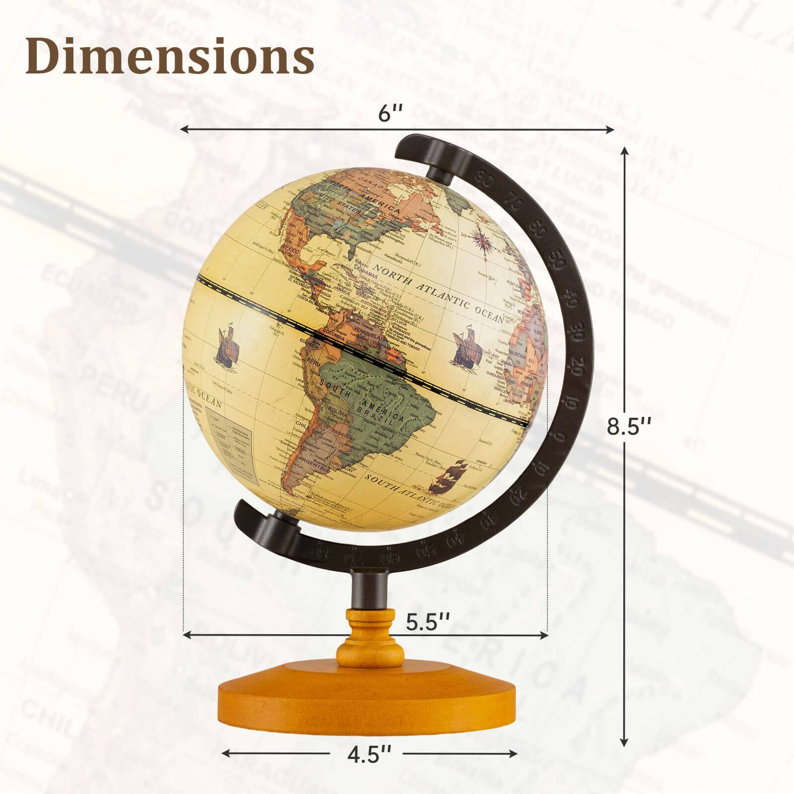 Alt View 2. Costway - Costway Antique World Globe for Kids & Adults 5.5-Inch Desktop Rotating Globe for Home - Bronze.