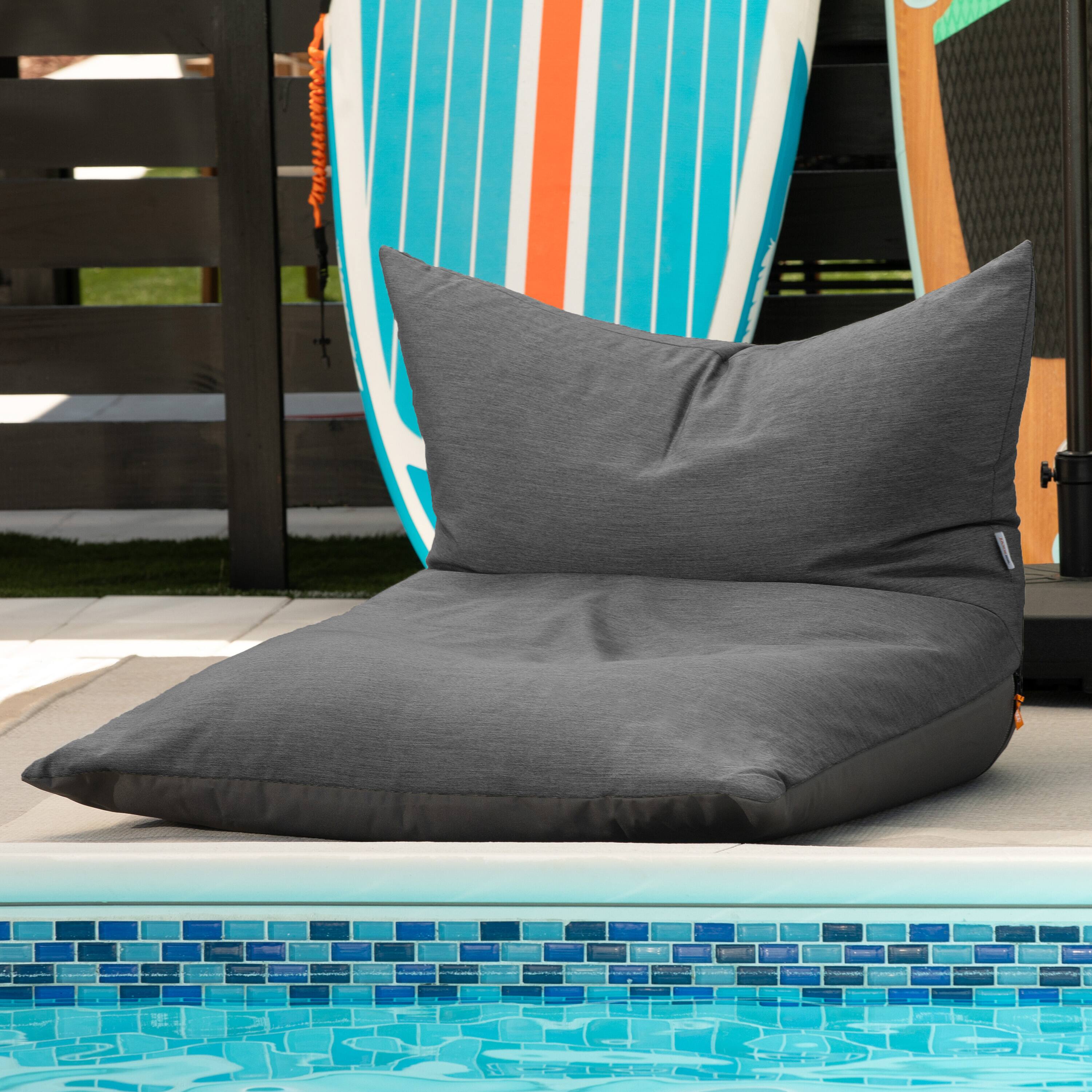 Left. Jaxx - Jaxx Finster Outdoor Bean Bag Lounge Chair - Sunbrella Charcoal - Charcoal.