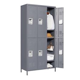 Boyel Living - 6-Door 72"H Metal Storage Locker Cabinet with Lock, Employee Lockers for Gym/Office - Gray