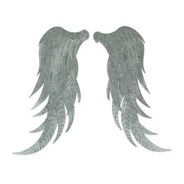 Zeckos - Pair of 2 Galvanized Metal Angel Wings Wall Art Indoor Outdoor Rustic Home Decor - Silver