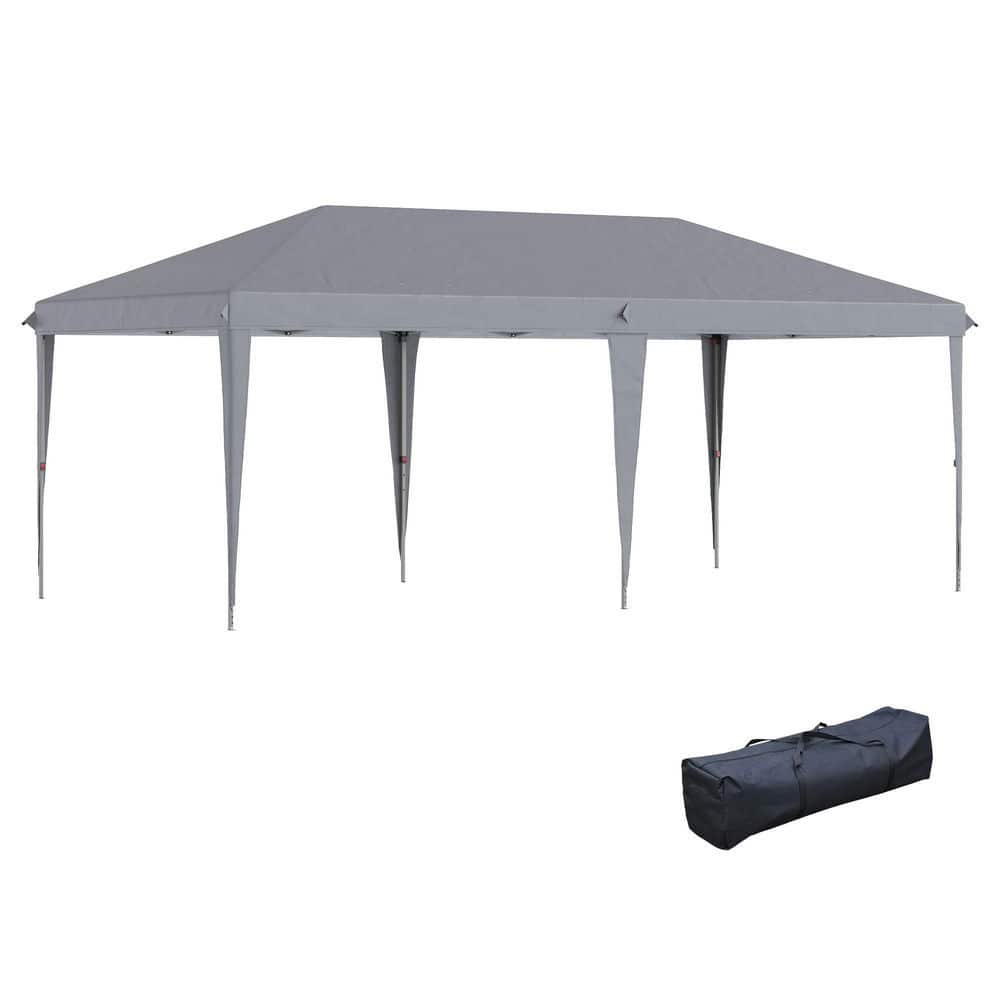 Spaco - 10' x 19.2' Outdoor Gazebo Pop Up Canopy Party Tent with Carrying Bag - Gray