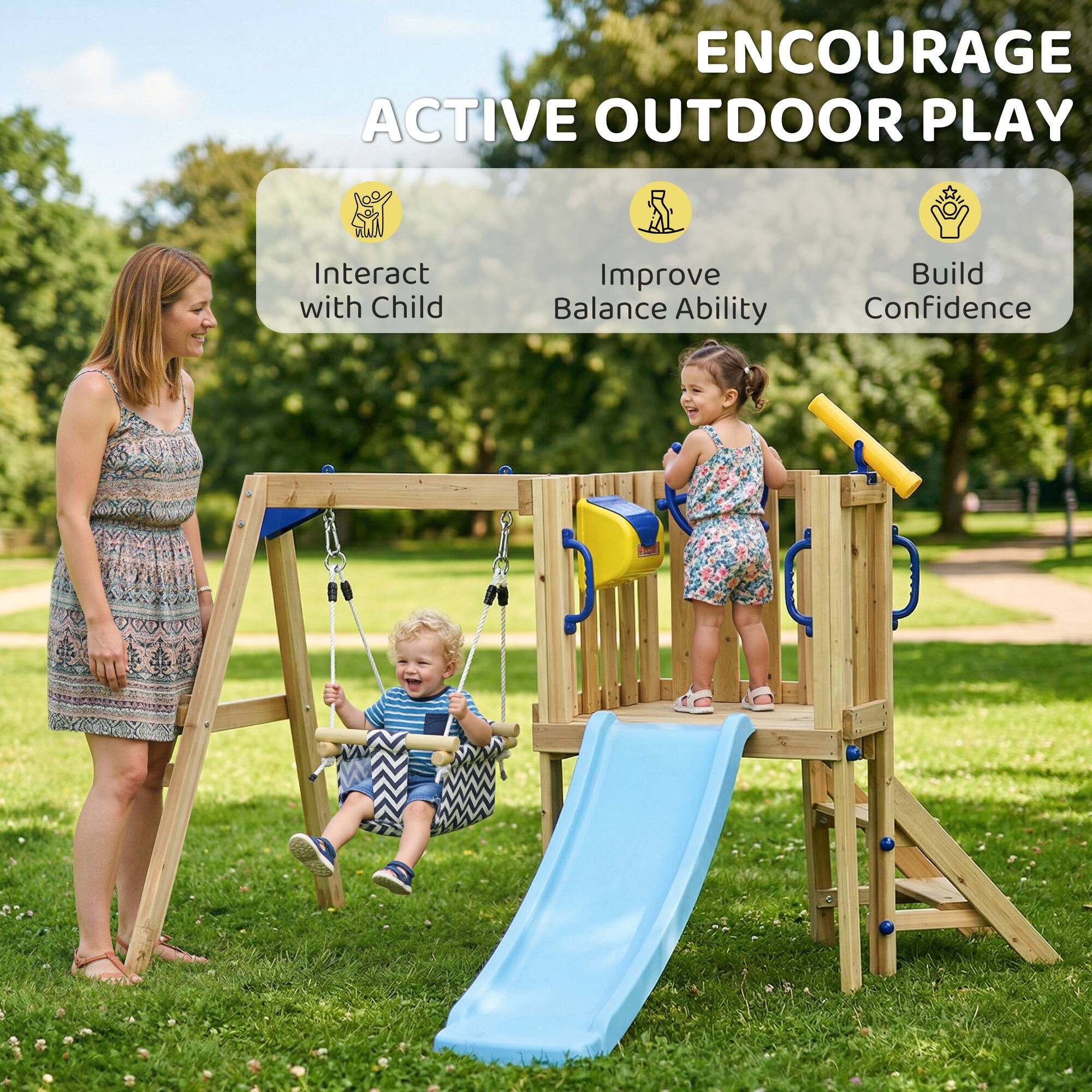 ENCOURAGE ACTIVE OUTDOOR PLAY

- Interact with Child
- Improve Balance Ability
- Build Confidence