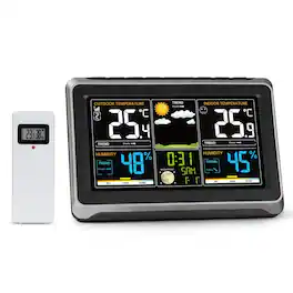Glintex - Weather Station Indoor Outdoor with 7.5" Display, Wireless Sensor, Atomic Clock, Alerts and Forecast, No WiFi