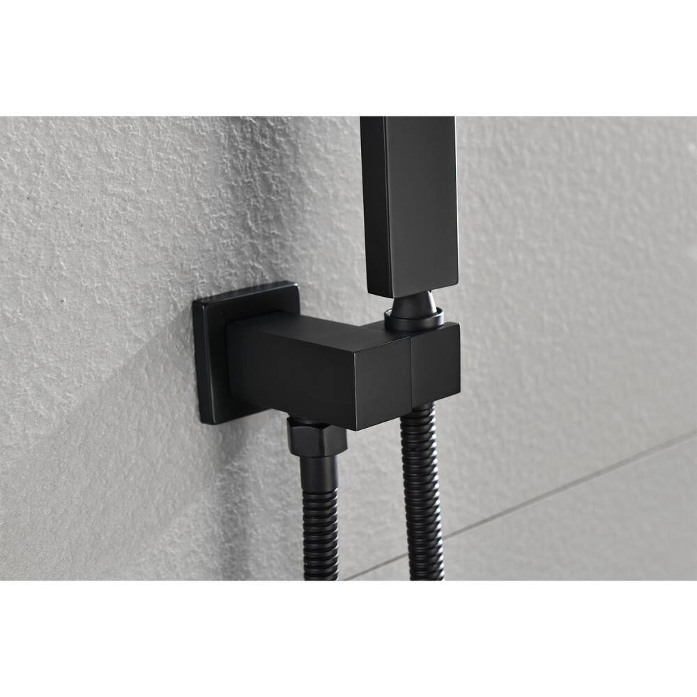 Alt View 4. JUJABU - 12" Rain Shower Head Systems Wall Mounted Shower Matte Black - Matte Black.