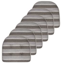 Sweet Home Collection - Bradford Striped U Shaped Memory Foam 17" x 16" Chair Cushion, 6-Pack - Silver/Brown
